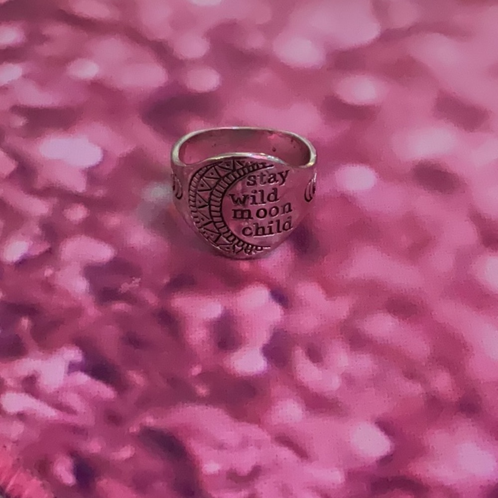 Silver 'Stay Wild Moon Child' Ring
